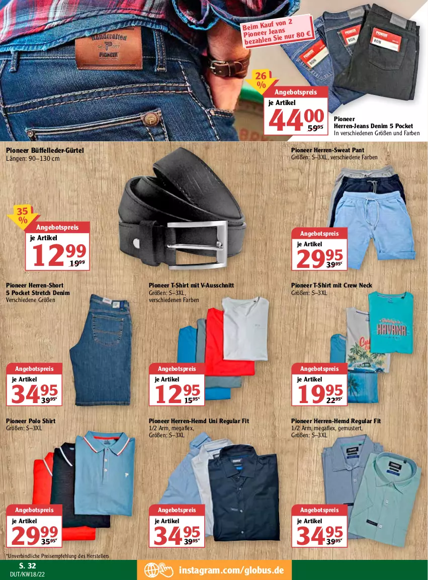 Aktueller Prospekt Globus - Prospekte - von 02.05 bis 07.05.2022 - strona 36 - produkty: angebot, angebotspreis, eis, elle, hemd, herren-hemd, herren-jeans, jeans, pioneer, reis, shirt, T-Shirt, teller, Ti