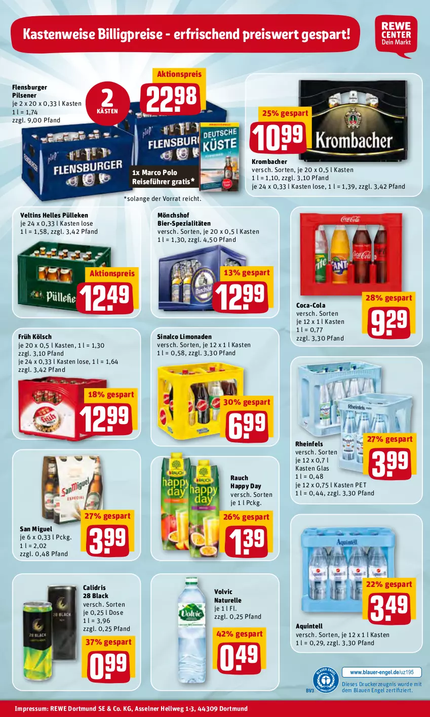 Aktueller Prospekt Rewe - Prospekte - von 16.05 bis 21.05.2022 - strona 28 - produkty: aktionspreis, bier, burger, coca-cola, cola, drucker, eis, elle, Engel, flensburger, Früh Kölsch, Happy Day, Intel, kerze, krombache, krombacher, lack, limo, limonade, limonaden, mönchshof, natur, pils, pilsener, Rauch, reis, rel, sinalco, Spezi, Ti, veltins, volvic