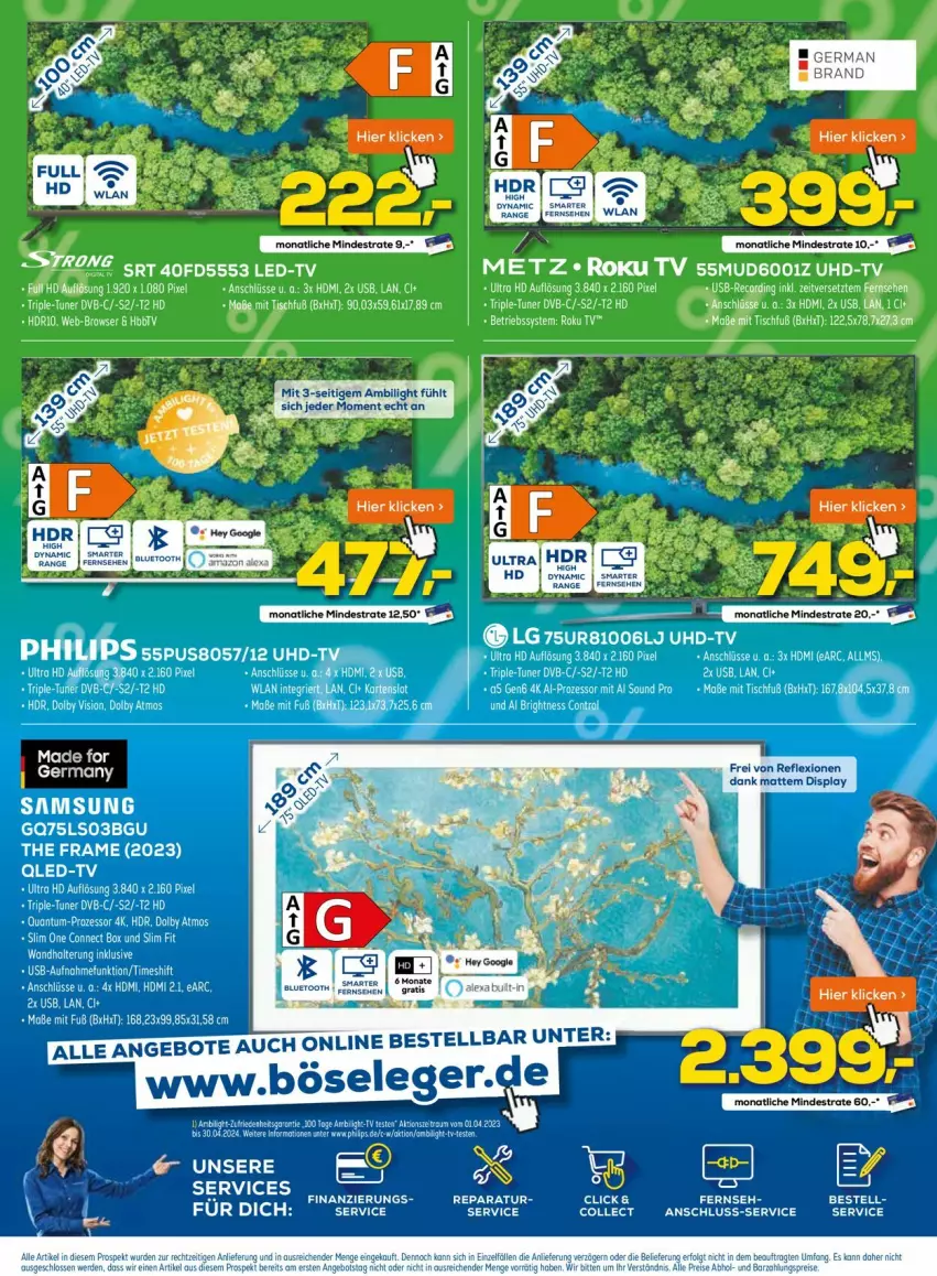 Aktueller Prospekt Euronics - Prospekte - von 22.07 bis 30.07.2023 - strona 6 - produkty: dvb, HDMI, LG, Palette, Philips, qled, qled-tv, Ti, tisch, tuner, uhd, usb, wandhalterung