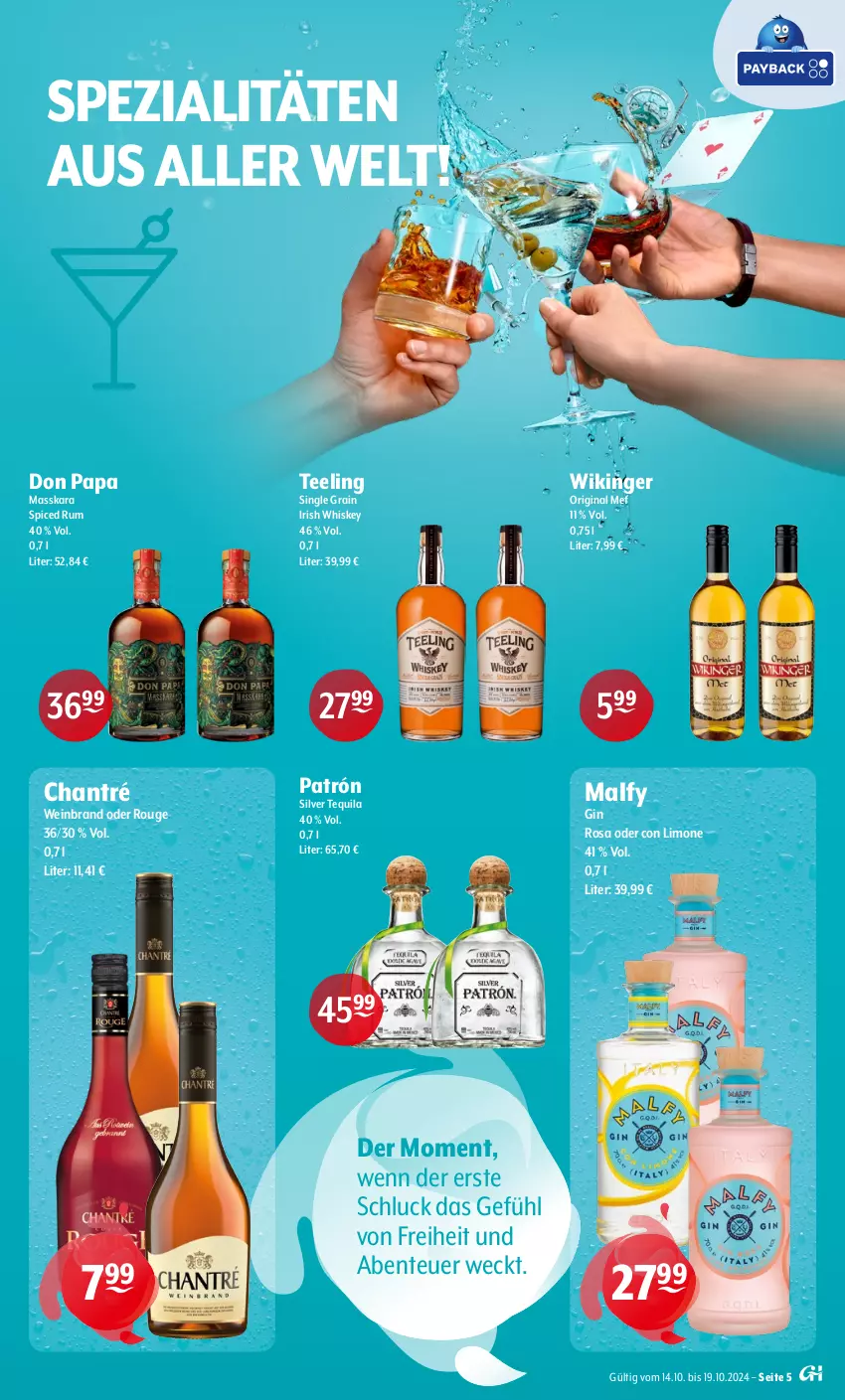 Aktueller Prospekt Getraenke Hoffmann - Prospekte - von 14.10 bis 19.10.2024 - strona 5 - produkty: chantré, ente, gin, irish whiskey, limo, rouge, rum, Spezi, tee, tequila, Ti, weck, wein, weinbrand, whiskey