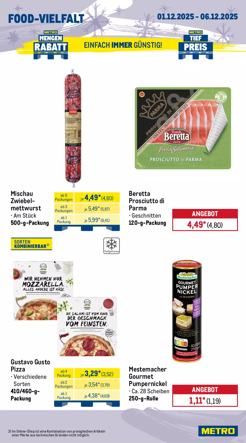 Aktueller Prospekt Metro - Wochen-Angebote - von 01.12 bis 06.12.2025 - strona 10 - produkty: angebot, bonne maman, cerealien, eis, filet, filets, gelee, Gläser, haribo, hering, Herings, heringsfilets, konfitüre, mac, mam, mestemacher, Mett, mettwurst, pizza, prosciutto, Prosciutto di Parma, Pumpernickel, reis, ring, schnitten, Ti, wurst, zwiebel, zwiebelmettwurst