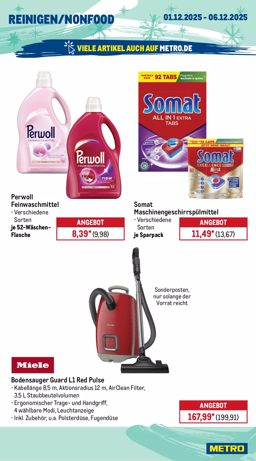 Aktueller Prospekt Metro - Wochen-Angebote - von 01.12 bis 06.12.2025 - strona 17 - produkty: angebot, Bad, beutel, Blüte, bodensauger, eier, eierlikör, feinwaschmittel, flasche, frucht, geschirr, geschirrspülmittel, getränk, getränke, kabinett, likör, maracuja, Metro, Müller, Müller-Thurgau, mumm, Oberbergener Baßgeige, Palette, perlen, perwoll, schwein, sekt, somat, sonderposten, spülmittel, staubbeutel, Ti, verpoorten, waschmittel, wein