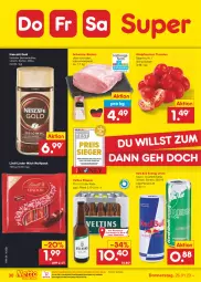 Gazetka promocyjna Netto Marken-Discount - Filial-Angebote - Gazetka - ważna od 28.01 do 28.01.2023 - strona 30 - produkty: bestpreis, bohne, bohnen, bohnenkaffee, drink, eis, energy drink, kaffee, lindor, lindt, löslicher bohnenkaffee, milch, ndk, Nescafé, nescafé gold, pflaume, pflaumen, pils, pilsener, red bull, reis, Schal, Schale, schwein, schweine, Ti, tomate, tomaten, veltins, veltins pilsener, wein, weine