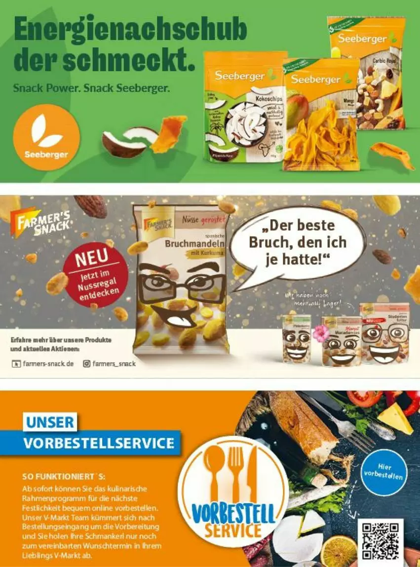 Aktueller Prospekt Vmarkt - Prospekte - von 10.04 bis 24.04.2024 - strona 25 - produkty: Berger, elle, seeberger, snack, Ti