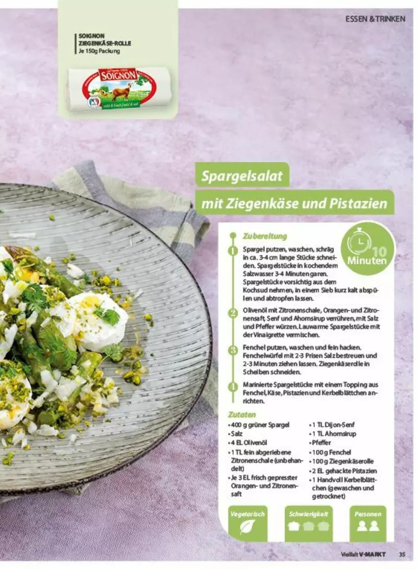 Aktueller Prospekt Vmarkt - Prospekte - von 10.04 bis 24.04.2024 - strona 35 - produkty: fenchel, Käse, olive, oliven, orange, orangen, pfeffer, pistazien, saft, salat, salz, Schal, Schale, senf, sirup, spargel, Ti, wasser, würfel, ziegenkäse, zitrone, zitronen