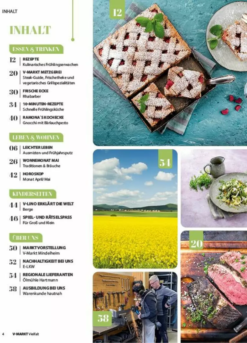 Aktueller Prospekt Vmarkt - Prospekte - von 10.04 bis 24.04.2024 - strona 4 - produkty: elle, gnocchi, Hartmann, HP, küche, pesto, pril, rezept, rezepte, rhabarber, Spezi, steak, Ti, usb, Vegeta