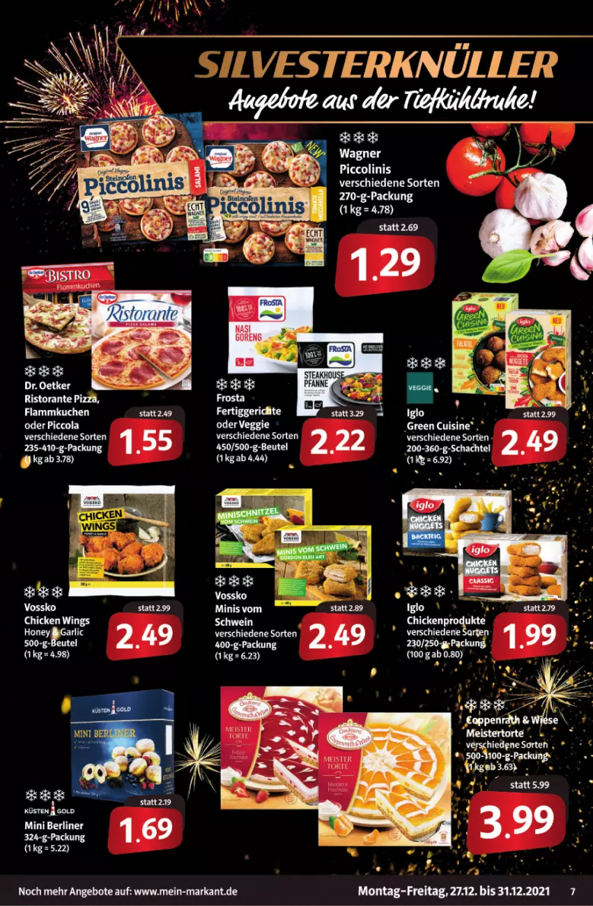 Aktueller Prospekt Markant - Prospekte - von 27.12 bis 31.12.2021 - strona 7 - produkty: angebot, angebote, beutel, cola, eis, flammkuchen, kuchen, lamm, Meister, schwein, tee, vossko, wagner, wein