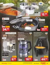 Gazetka promocyjna Netto Marken-Discount - Filial-Angebote - Gazetka - ważna od 17.12 do 17.12.2022 - strona 29 - produkty: angebot, backofen, decke, Deckel, edelstahl, eis, fritteuse, Glasdeckel, Gläser, Heißluftfritteuse, herdarten, hochglanz, Karaffe, Kocher, mab, Ofen, pfanne, reis, rotwein, sekt, spülmaschinen, Ti, topf, wasser, wasserkocher, wein, Weißwein, weißwein-, ZTE