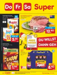 Gazetka promocyjna Netto Marken-Discount - Filial-Angebote - Gazetka - ważna od 17.12 do 17.12.2022 - strona 34 - produkty: bestpreis, cerealien, duplo, eis, fleisch, Kinder, kinder riegel, lamm, lammkeule, ndk, nestlé, Paula, paulaner, reis, riegel, Spezi, Ti, wurst, wurst in selbstbedienung