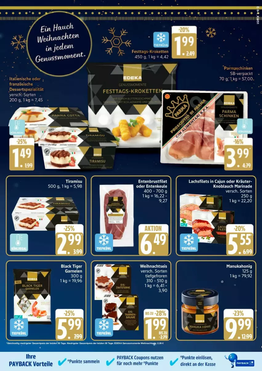 Aktueller Prospekt Edeka - Prospekte - von 15.12 bis 20.12.2025 - strona 9 - produkty: coupon, coupons, deka, eis, filet, filets, garnelen, honig, knoblauch, kräuter, lachs, lachsfilet, lachsfilets, lack, marinade, nuk, oder kräuter, payback, Ti, tiramisu
