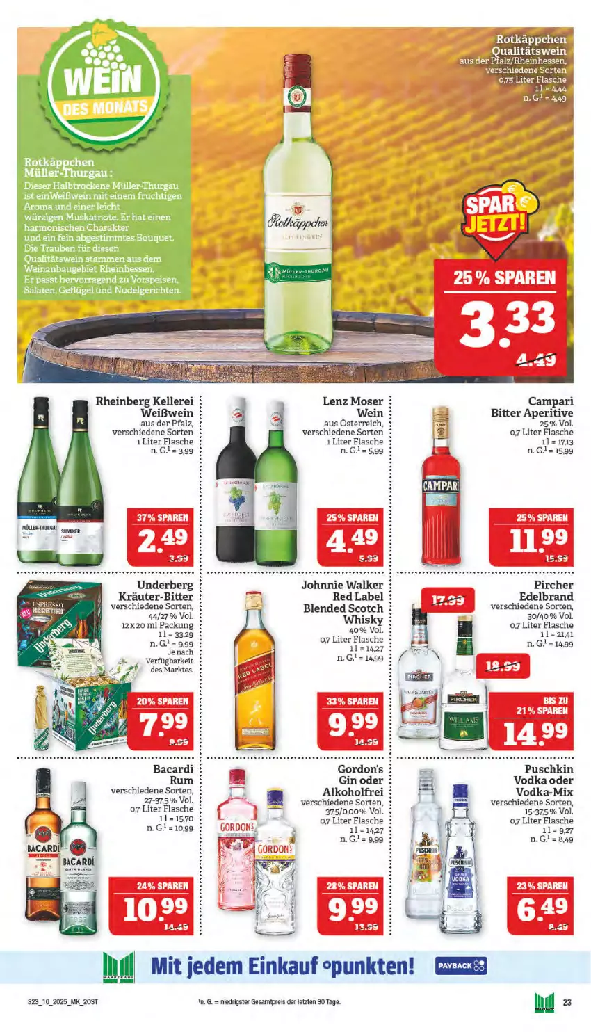 Aktueller Prospekt Marktkauf - Prospekt - von 02.03 bis 08.03.2025 - strona 23 - produkty: alkohol, bacardi, blended scotch, campari, eis, elle, flasche, frucht, Geflügel, gin, gordon, johnnie walker, kräuter, Lenz Moser, LG, moser, nudel, Nudelgericht, reis, rum, salat, salate, scotch, Ti, underberg, vodka, wein, Weißwein, whisky, ZTE