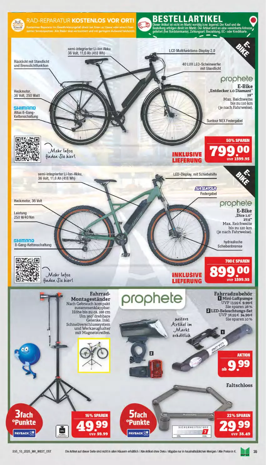 Aktueller Prospekt Marktkauf - Prospekt - von 02.03 bis 08.03.2025 - strona 35 - produkty: akku, beleuchtung, decke, E-Bike, eis, Fahrrad, gabel, Kette, led-beleuchtung, Magnets, prophete, Rauch, reifen, reis, rücklicht, rwe, Schal, tee, Ti