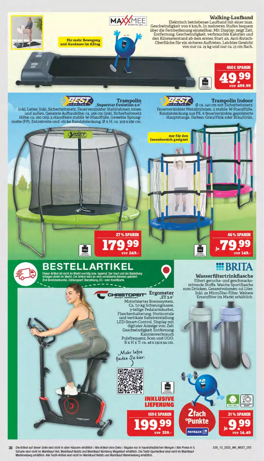 Aktueller Prospekt Marktkauf - Prospekt - von 02.03 bis 08.03.2025 - strona 38 - produkty: auer, Bau, Brei, brita, eis, fernbedienung, flasche, LG, mac, Microdisc, Rauch, reis, sattel, schuhe, Sport, Ti, Trampolin, trinkflasche, wasser, wasserfilter, Yo