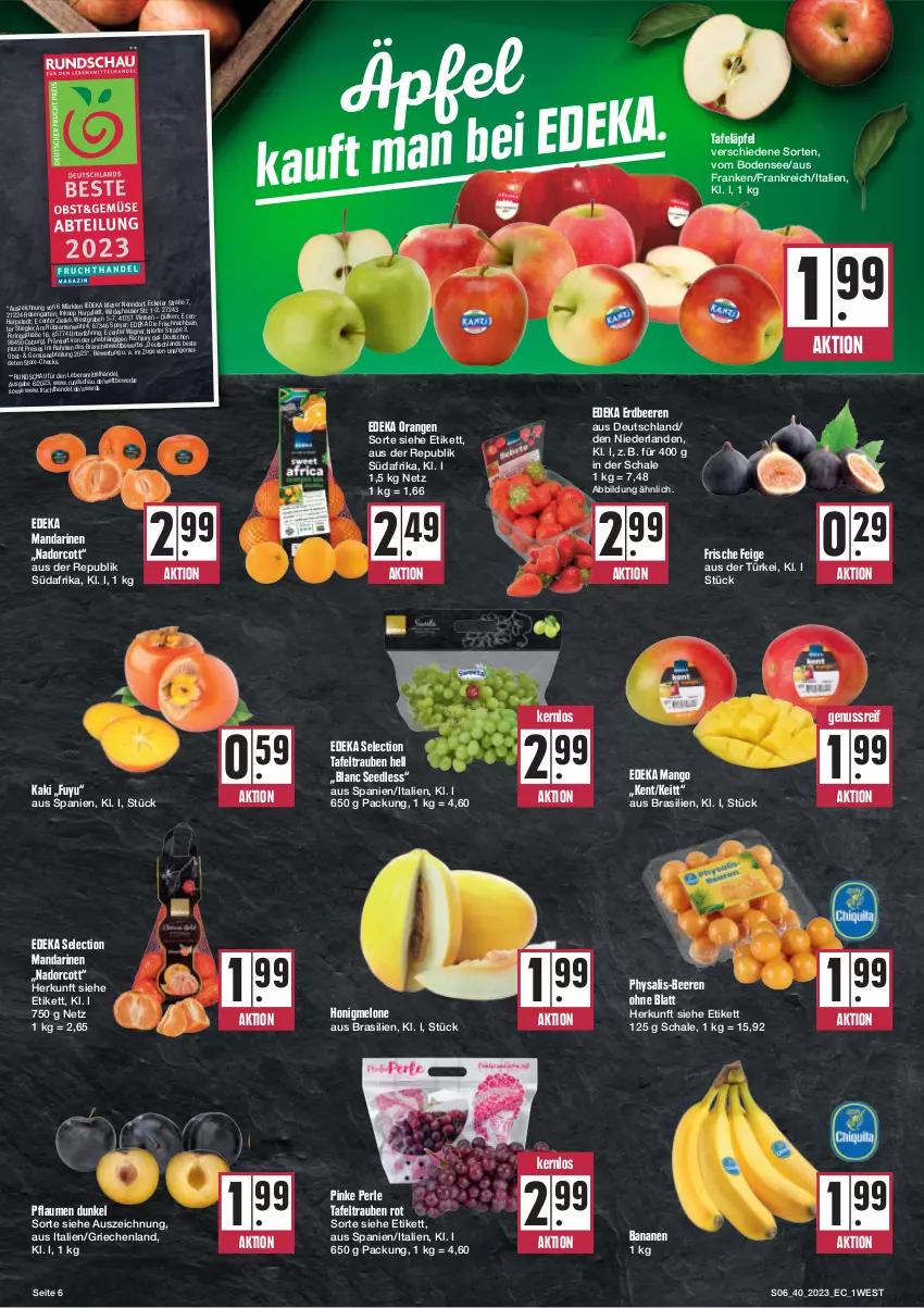 Aktueller Prospekt E Center - Angebote der Woche - von 02.10 bis 07.10.2023 - strona 6 - produkty: Abtei, Astra, banane, bananen, beere, beeren, deka, eis, ente, erdbeere, erdbeeren, frucht, Garten, honig, honigmelone, Kaki, lebensmittel, mandarine, mandarinen, mango, melone, nuss, obst, orange, orangen, pflaume, pflaumen, Physalis, reis, ring, rosen, Schal, Schale, speyer, Stiegl, tafeläpfel, tafeltrauben, Ti, trauben, wagner, Wild