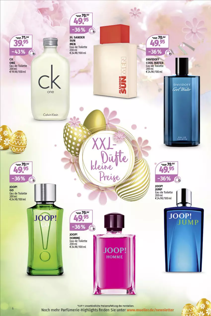 Aktueller Prospekt Mueller - Parfümerie Angebote - von 04.04 bis 16.04.2022 - strona 6 - produkty: davidoff, eau de toilette, jil sander, Joop!