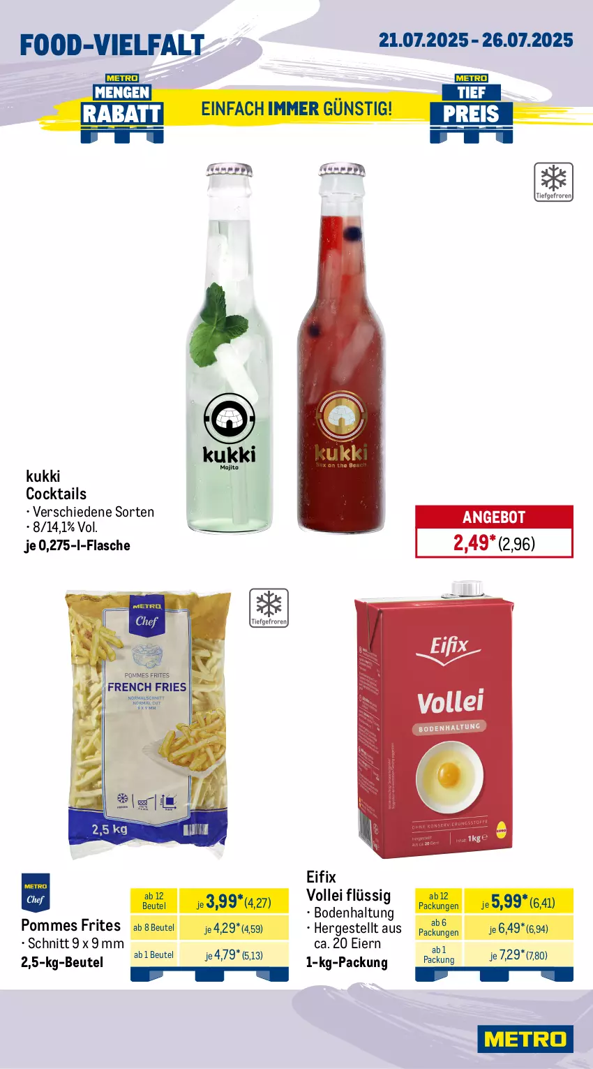 Aktueller Prospekt Metro - Wochen-Angebote Gastro - von 21.07 bis 26.07.2025 - strona 11 - produkty: angebot, beutel, bockwurst, bratwurst, brot, cheddar, cocktail, cocktails, curry, eier, eis, flasche, henkel, mac, milch, mozzarella, pommes, Pommes Frites, reis, rel, salami, schnitten, Ti, tiefpreis, tisch, wiener, wurst