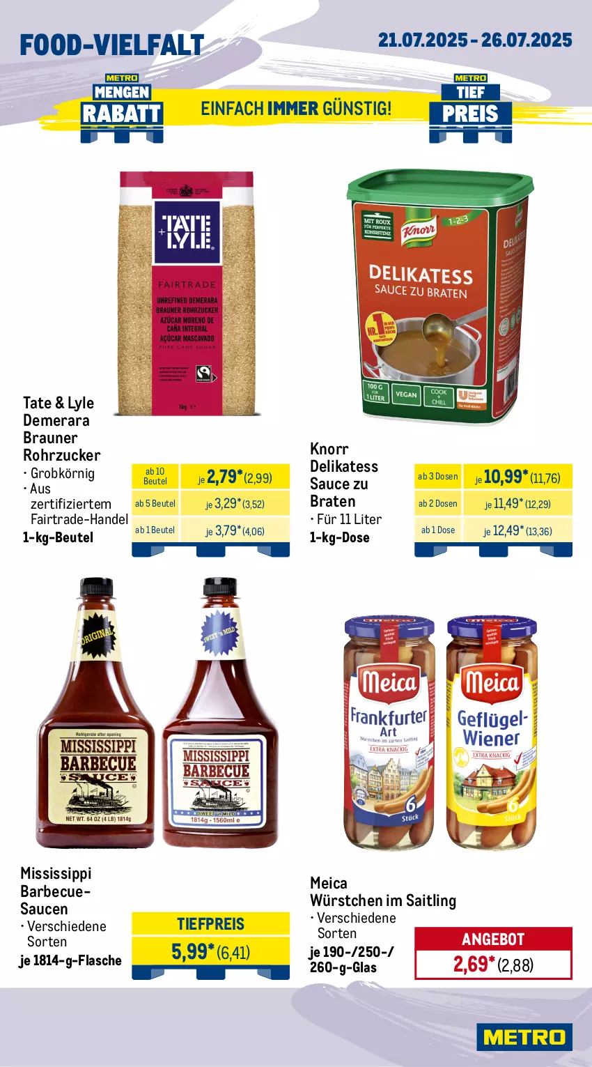 Aktueller Prospekt Metro - Wochen-Angebote Gastro - von 21.07 bis 26.07.2025 - strona 12 - produkty: angebot, barbecue, beutel, bio, bionade, bohne, bohnen, braten, braun, caffè crema, coca-cola, cola, delikatess sauce, eis, espresso, filterkaffee, flasche, getränk, getränke, kaffee, knorr, lavazza, meica, melitta, Palette, reis, rohrzucker, sauce, saucen, Ti, tiefpreis, würstchen, zucker