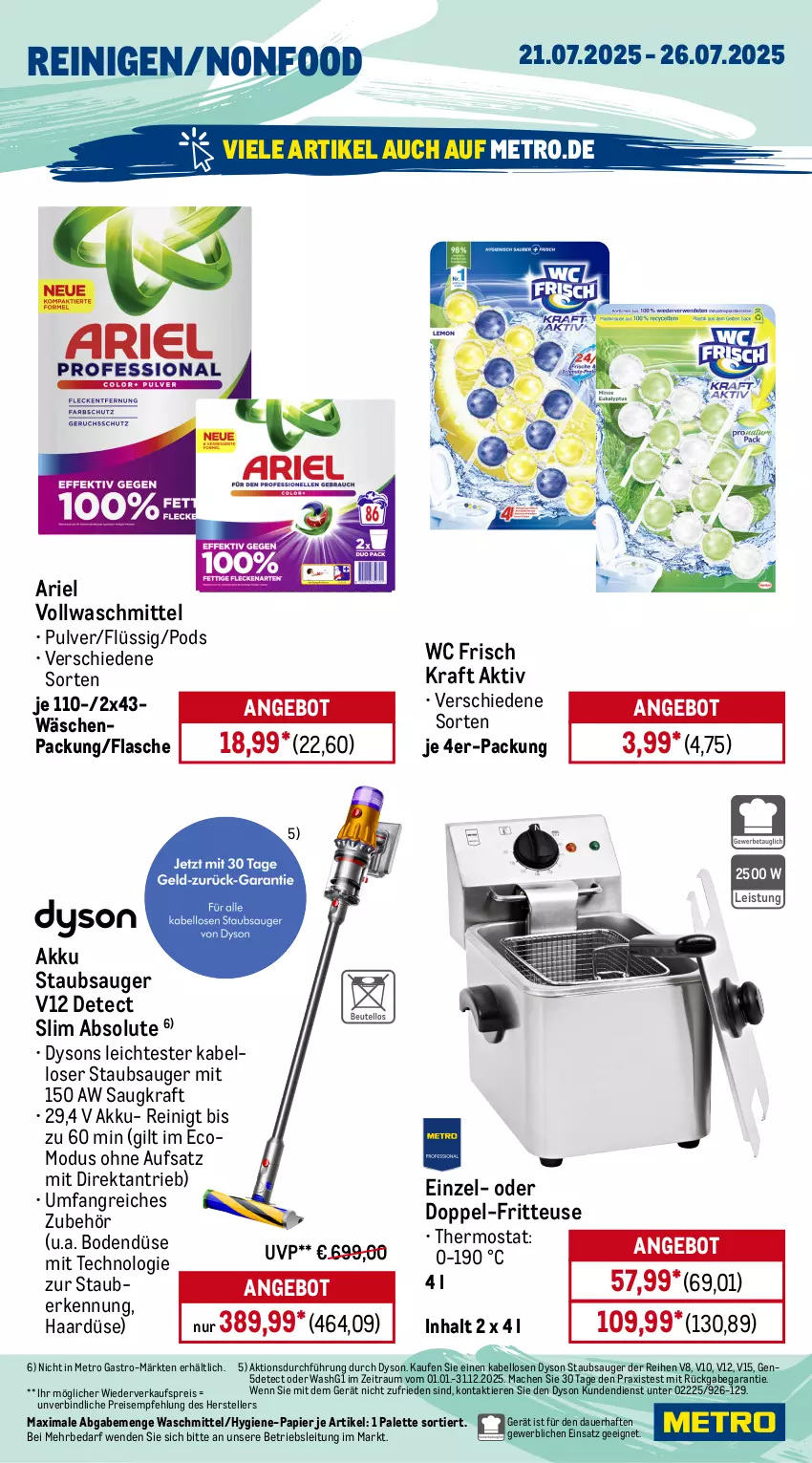 Aktueller Prospekt Metro - Wochen-Angebote Gastro - von 21.07 bis 26.07.2025 - strona 17 - produkty: akku, angebot, aperol, ariel, auer, bacardi, cola, drink, Dyson, eis, elle, flasche, fritteuse, getränk, getränke, grapefruit, kraft, lillet, limo, mac, Metro, metro gastro, moskovskaya, Palette, papier, Pods, reis, Sierra, sim, staubsauger, teller, thermostat, Ti, Tiere, vollwaschmittel, waschmittel, wc frisch, WC Frisch Kraft Aktiv