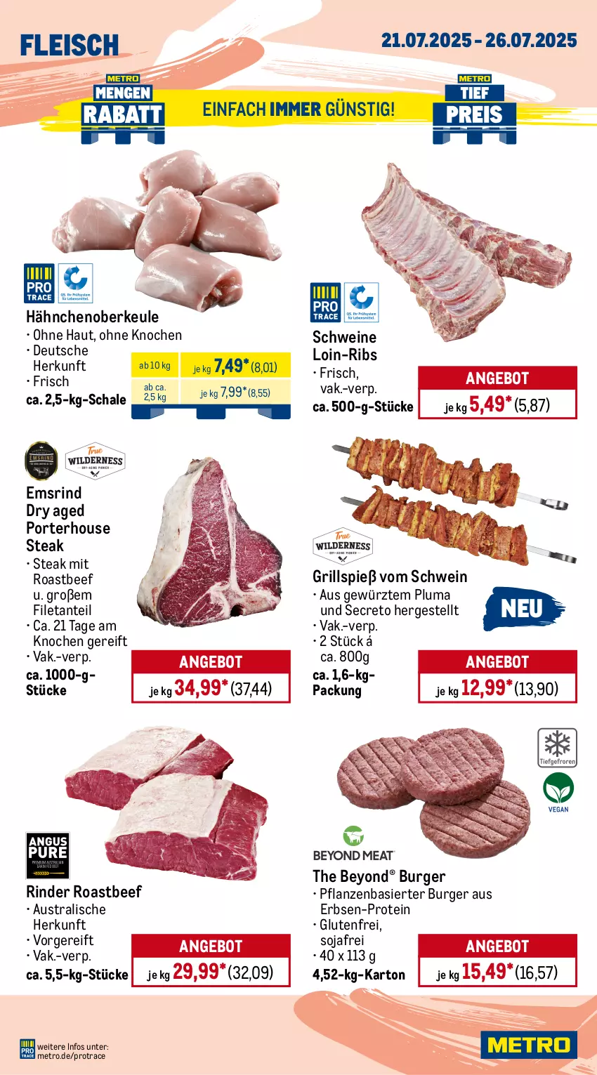 Aktueller Prospekt Metro - Wochen-Angebote Gastro - von 21.07 bis 26.07.2025 - strona 3 - produkty: angebot, aust, Bau, beef, beutel, burger, eis, erbsen, filet, fleisch, gewürz, grill, Metro, pflanze, pflanzen, rind, rinder, Rindersteak, Rinderzunge, roastbeef, Schal, Schale, schwein, schweine, schweine-bauch, schweinenacken, soja, steak, steakhüfte, Ti, wein, weine, Yo, ZTE