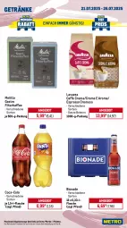 Gazetka promocyjna Metro - Wochen-Angebote Gastro - Gazetka - ważna od 26.07 do 26.07.2025 - strona 13 - produkty: angebot, barbecue, beutel, bio, bionade, bohne, bohnen, braten, braun, caffè crema, coca-cola, cola, delikatess sauce, eis, espresso, filterkaffee, flasche, getränk, getränke, kaffee, knorr, lavazza, meica, melitta, Palette, reis, rohrzucker, sauce, saucen, Ti, tiefpreis, würstchen, zucker