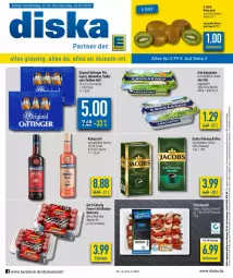 Gazetka promocyjna Diska - Prospekte - Gazetka - ważna od 26.02 do 26.02.2022 - strona 1 - produkty: aktionspreis, alkohol, angebot, angebote, arla, batterie, batterien, Becher, bier, bio, eis, flasche, gin, jacobs, jacobs krönung, kaffee, kiwi, natur, oettinger, paprika, pils, radler, rama, ramazzott, ramazzotti, reis, salz, Ti, zott, zwiebel