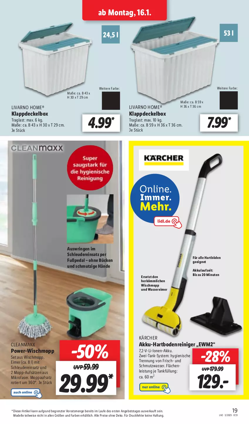 Aktueller Prospekt Lidl - Aktionsprospekt - von 16.01 bis 21.01.2023 - strona 21 - produkty: akku, angebot, cleanmaxx, decke, Deckel, dell, eimer, eis, elle, Hartbodenreiniger, Kärcher, mikrofaser, Mode, reiniger, reis, ring, Ti, wasser, Wischmopp, ZTE