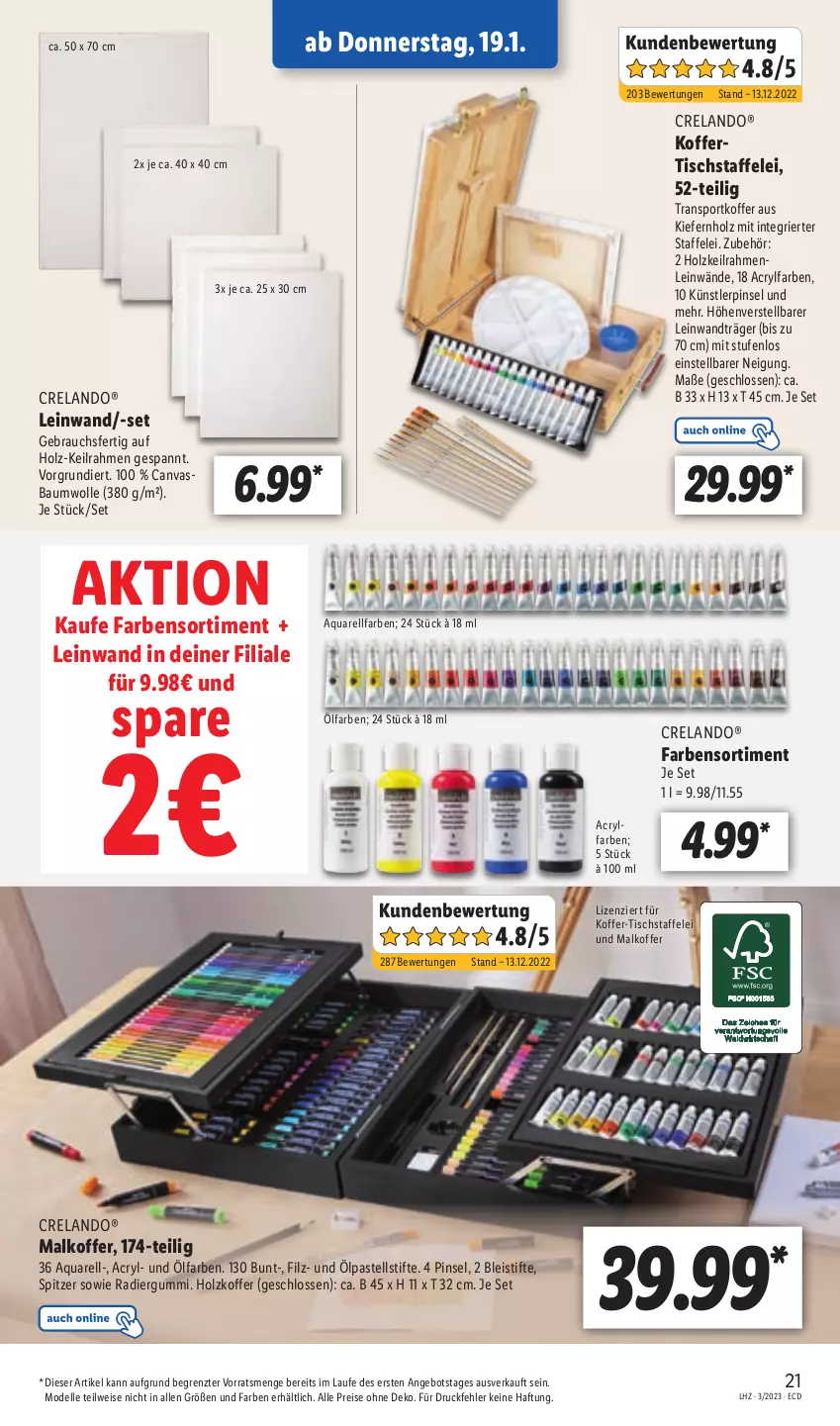 Aktueller Prospekt Lidl - Aktionsprospekt - von 16.01 bis 21.01.2023 - strona 23 - produkty: angebot, aqua, Bau, baumwolle, Bleistift, bleistifte, dell, eis, Elan, elle, Holz, koffer, Mode, Pinsel, Radiergummi, Rauch, reis, rel, Sport, stifte, Ti, tisch, wolle, ZTE