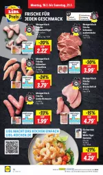 Gazetka promocyjna Lidl - Aktionsprospekt - Gazetka - ważna od 21.01 do 21.01.2023 - strona 10 - produkty: bratwurst, filet, filets, fisch, fische, Fischer, Frische Hähnchen, garnelen, grobe bratwurst, hähnchenflügel, mac, Nackensteak, nackensteaks, ndk, pute, Schal, Schale, schnitzel, schwein, schweine, steak, steaks, Ti, wein, weine, wurst