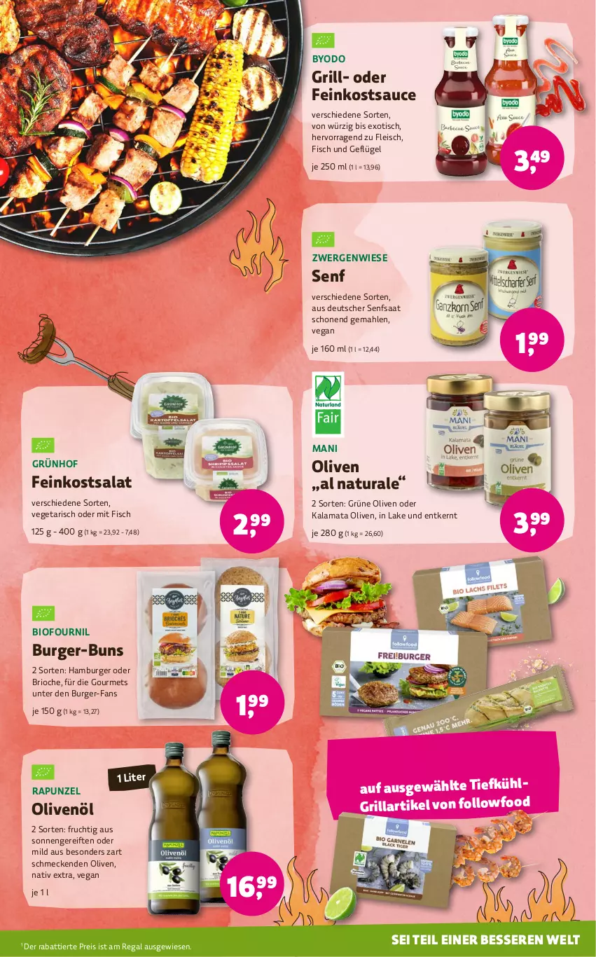 Aktueller Prospekt Denns Biomarkt - von 24.04 bis 07.05.2024 - strona 5 - produkty: bio, burger, eis, feinkost, fisch, fleisch, frucht, Geflügel, grill, grüne oliven, hamburger, LG, natur, natura, olive, oliven, olivenöl, regal, reis, salat, sauce, senf, Ti, tisch, Vegeta, Yo