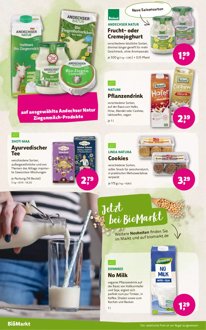 Aktueller Prospekt Denns Biomarkt - von 24.04 bis 07.05.2024 - strona 8 - produkty: andechser natur, beutel, bio, Cashew, cookie, cookies, creme, dennree, drink, eis, frucht, gewürz, hafer, joghur, joghurt, kaffee, korn, linea natura, mac, mandel, milch, natur, natura, neuheit, pflanze, pflanzen, regal, reis, shake, snack, soja, tee, Ti, tisch, weck, ZTE