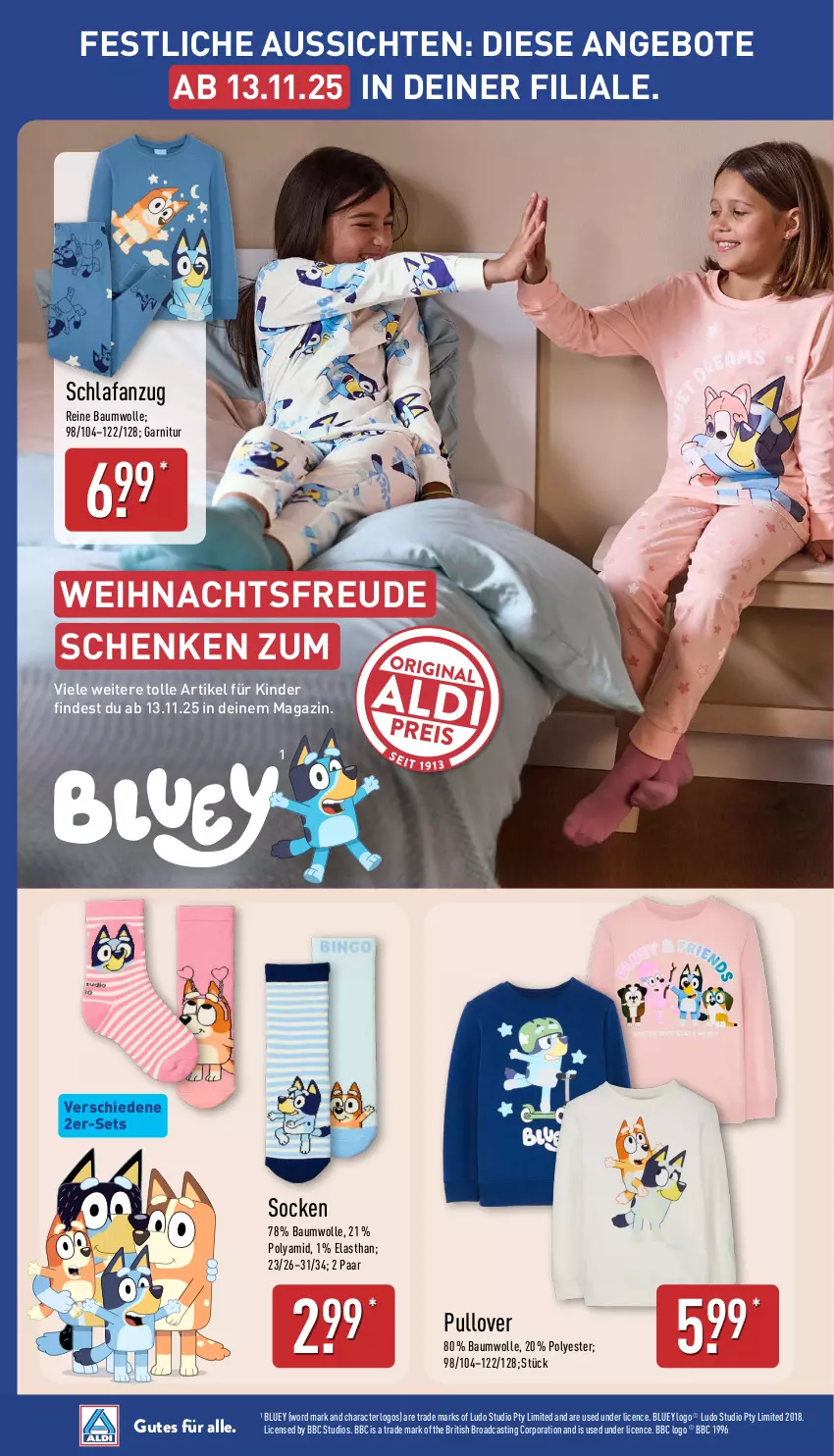 Aktueller Prospekt Aldi Nord - Von Montag - von 03.11 bis 08.11.2025 - strona 22 - produkty: angebot, angebote, Anzug, asti, Bau, baumwolle, garnitur, Kinder, magazin, Pullover, reine baumwolle, Schlafanzug, socken, Ti, wolle