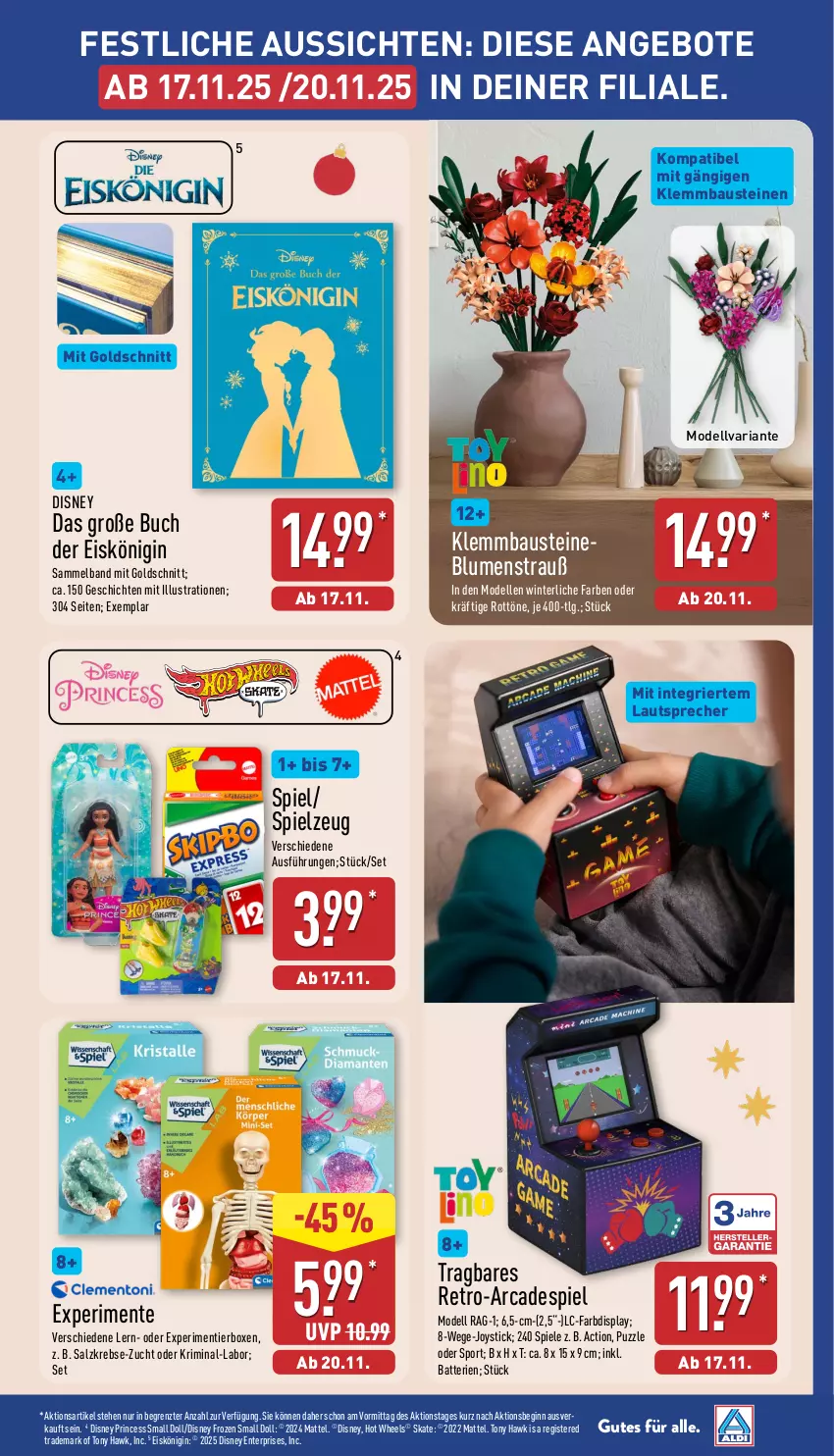 Aktueller Prospekt Aldi Nord - Von Montag - von 03.11 bis 08.11.2025 - strona 25 - produkty: angebot, angebote, aust, batterie, batterien, Bau, blume, blumen, buch, dell, disney, eis, Eiskönigin, elle, ente, gin, Hot Wheels, Krebs, lautsprecher, LG, Mattel, Mode, Puzzle, Ria, salz, Spiele, spielzeug, Sport, Ti, ZTE