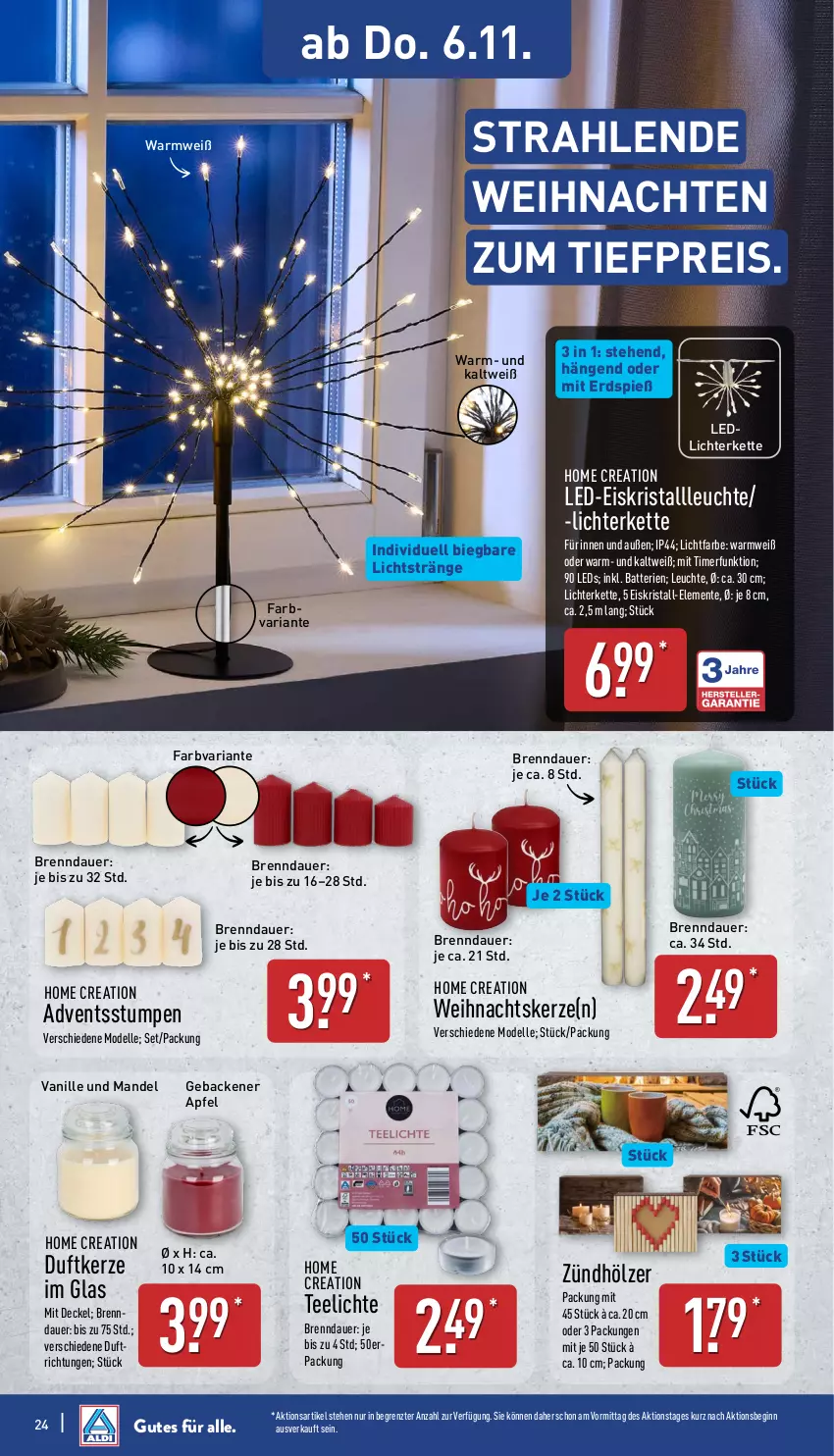 Aktueller Prospekt Aldi Nord - Von Montag - von 03.11 bis 08.11.2025 - strona 28 - produkty: apfel, auer, batterie, batterien, decke, Deckel, dell, Duftkerze, eis, elle, ente, geback, gin, kerze, Kette, leds, Leuchte, lichterkette, mandel, Mode, reis, Ria, tee, Teelicht, teelichte, Ti, tiefpreis, timer, vanille, weihnachten, ZTE