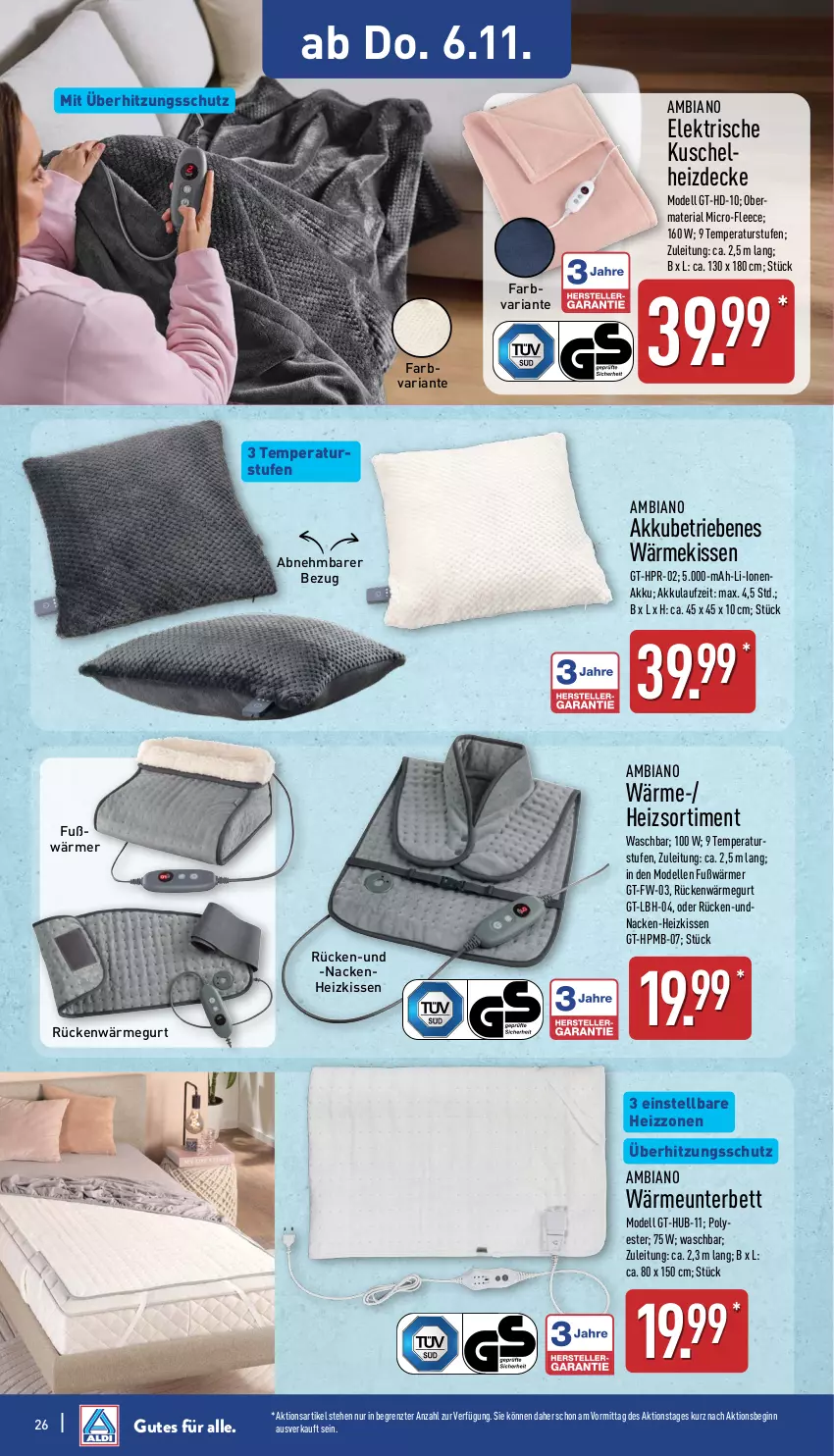Aktueller Prospekt Aldi Nord - Von Montag - von 03.11 bis 08.11.2025 - strona 30 - produkty: akku, ambia, bett, decke, dell, elle, gin, Heizkissen, HP, kissen, Mode, Ria, Ti, überhitzungsschutz, ZTE