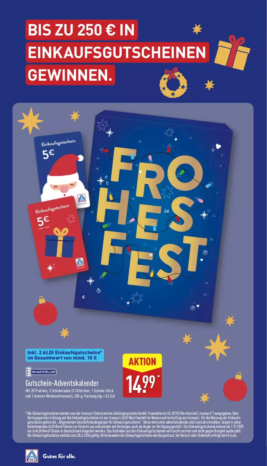 Aktueller Prospekt Aldi Nord - Von Montag - von 03.11 bis 08.11.2025 - strona 41 - produkty: Adventskalender, aldi, Elektro, elle, erde, gutschein, gutscheine, leine, LG, Liege, sac, schoko, schokolade, schokoladen, teller, Ti, usb