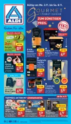 Gazetka promocyjna Aldi Nord - Von Montag - Gazetka - ważna od 08.11 do 08.11.2025 - strona 1 - produkty: aldi, aus der tiefkühlung, Becher, Belgische Pralinen, bier, eis, Elan, garnitur, gin, Guinness, henkel, joghur, joghurt, joghurt mit der ecke, kakao, Käse, Kinder, kiwi, lachs, langnese, latte, LG, Müller, pesto, pralinen, Pyjama, Räucherlachs, reis, rwe, sandwich, schenkel, Ti, tiefpreis, vanille, viennetta, ZTE