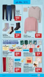 Gazetka promocyjna Aldi Nord - Von Montag - Gazetka - ważna od 08.11 do 08.11.2025 - strona 15 - produkty: axe, Bau, baumwolle, brie, dell, elle, Geschenkpapier, gin, Haussocken, leine, Mode, papier, Pullover, rel, socken, Tasche, taschen, teller, Ti, up2fashion, wolle, ZTE