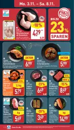 Gazetka promocyjna Aldi Nord - Von Montag - Gazetka - ważna od 08.11 do 08.11.2025 - strona 4 - produkty: bio, braten, eis, filet, fleisch, gewürz, grill, hähnchenschenkel, henkel, Kaninchenkeule, lachs, lachsfilet, latte, Ofen, rind, rinder, rotwein, rwe, sauce, schenkel, schwein, Soße, suppe, suppen, Ti, tisch, wein
