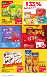 Gazetka promocyjna Kaufland - Gazetka - ważna od 11.01 do 11.01.2023 - strona 5 - produkty: angebot, angebote, beutel, brot, de beukelaer, eis, gin, Kinder, kinder bueno, kitkat, knäckebrot, knorr, knorr pasta, korn, lion, milch, milka, nestlé, pasta, Ria, riegel, schoko, schokoriegel, Ti, veggie