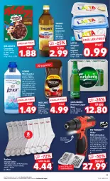 Gazetka promocyjna Kaufland - Gazetka - ważna od 11.01 do 11.01.2023 - strona 9 - produkty: akku, angebot, angebote, Bau, baumwolle, Becher, blume, blumen, blumenöl, bohne, bohnen, bohnenkaffee, Bohrschrauber, carlsberg, cerealien, cola, eis, gin, Holz, joghur, joghurt, kaffee, kellogg's, koffer, ladegerät, lätta, lenor, lenor weichspüler, LG, löslicher bohnenkaffee, Nescafé, orchidee, pril, socken, sonnenblume, sonnenblumen, sonnenblumenöl, thomy, Ti, vita, weichspüler, wolle