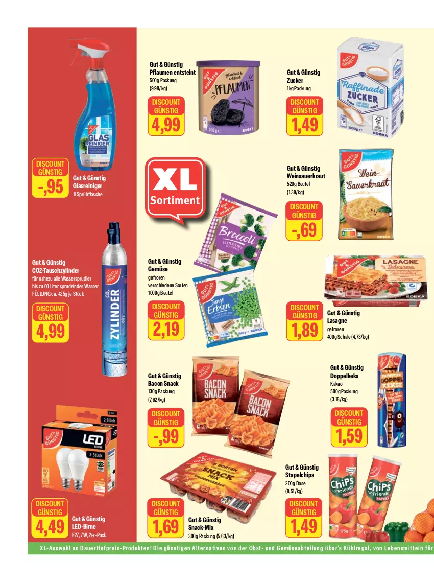 Aktueller Prospekt Feneberg - Prospekte - von 21.09 bis 23.09.2023 - strona 10 - produkty: Abtei, auer, bacon, beutel, chips, dauertiefpreis, discount, eis, flasche, Glasreiniger, kakao, keks, Kraut, kühlregal, lasagne, lebensmittel, obst, pflaume, pflaumen, regal, reiniger, reis, Sauerkraut, Schal, Schale, snack, Sprudel, sprühflasche, Ti, tiefpreis, und gemüse, wasser, wassersprudler, wein, Weinsauerkraut, zucker