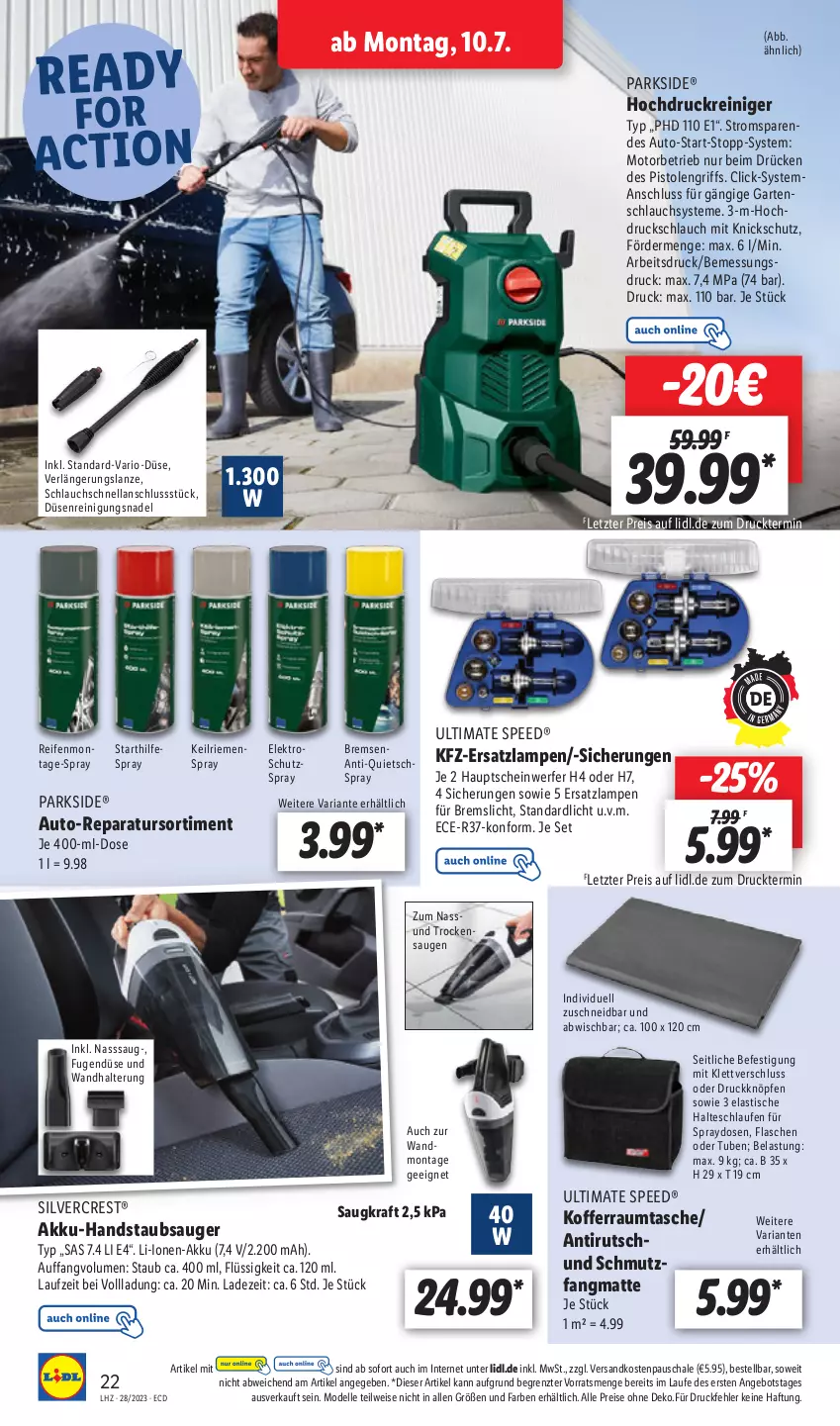 Aktueller Prospekt Lidl - Aktionsprospekt - von 10.07 bis 15.07.2023 - strona 26 - produkty: akku, akku-handstaubsauger, angebot, asti, auto, dell, eis, Elektro, elle, flasche, Garten, gartenschlauch, Halteschlaufe, handstaubsauger, hochdruckreiniger, koffer, kraft, Lampe, Laufen, Mode, ndk, Parkside, reifen, reiniger, Reinigung, reis, Ria, Schal, Schale, schlauch, schmutzfangmatte, silvercrest, spee, staubsauger, Tasche, Ti, tisch, wandhalterung, ZTE