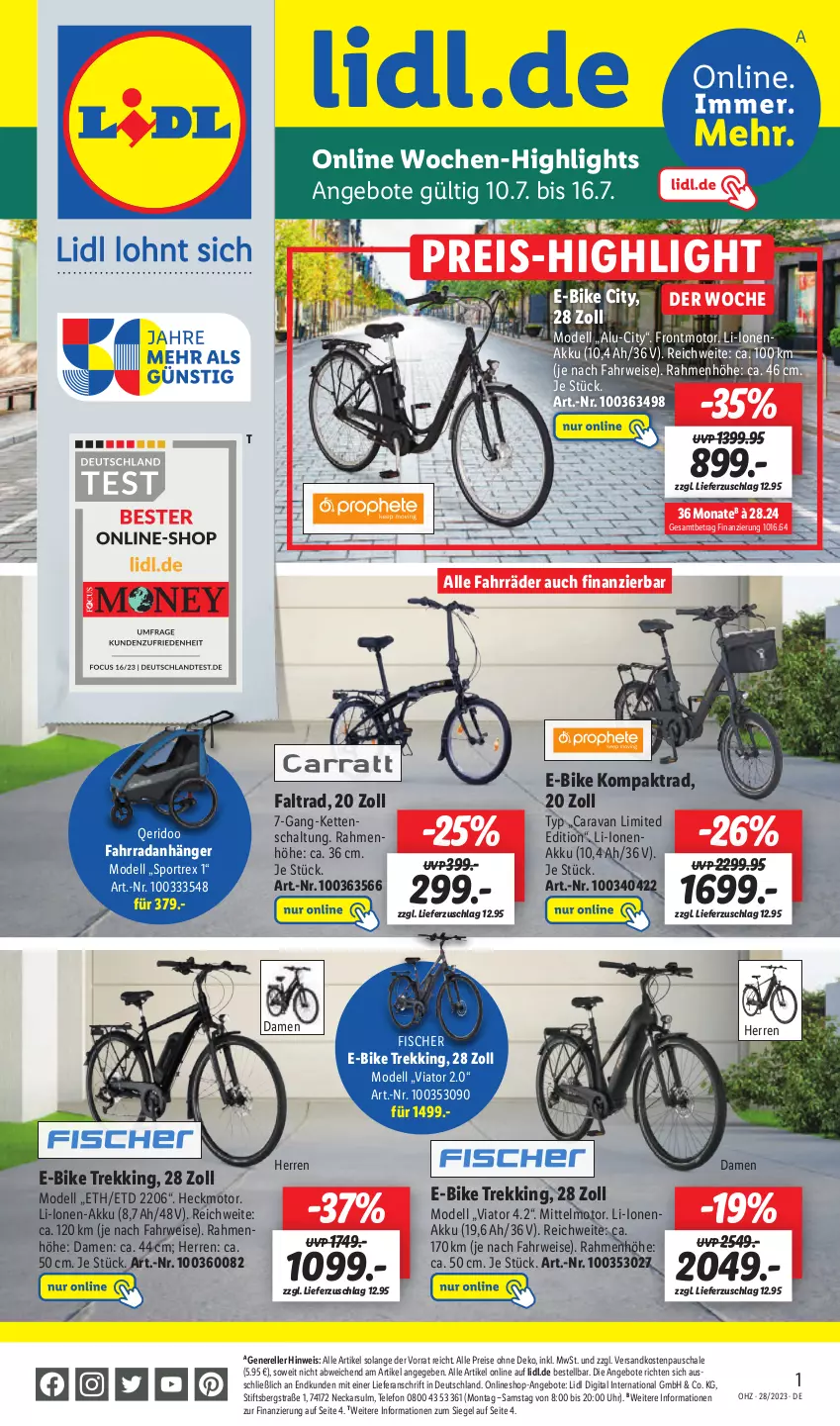 Aktueller Prospekt Lidl - Aktionsprospekt - von 10.07 bis 15.07.2023 - strona 49 - produkty: akku, angebot, angebote, Anhänger, dell, E-Bike, eis, elle, Fahrrad, fisch, fische, Fischer, Kette, Mode, ndk, reis, rel, rwe, Schal, Schale, Sport, telefon, Ti, uhr