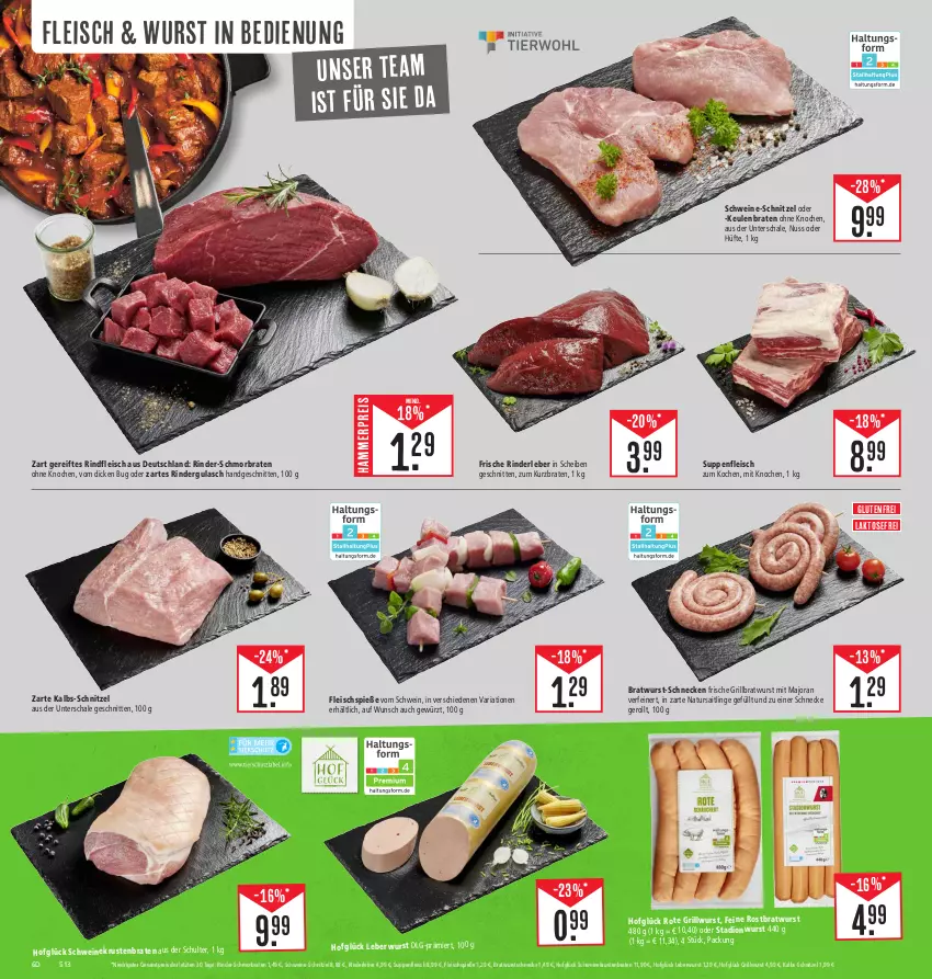 Aktueller Prospekt E Center - Angebote der Woche - von 18.09 bis 23.09.2023 - strona 6 - produkty: braten, bratwurst, eis, fleisch, Fleischspieße, gewürz, grill, grillbratwurst, Grillwurst, gulasch, krustenbraten, leberwurst, LG, natur, nuss, reis, Ria, rind, rinder, rindergulasch, Rinderleber, rindfleisch, Schal, Schale, schmorbraten, schnitten, schnitzel, schwein, schweine, schweine-schnitzel, suppe, suppen, suppenfleisch, Ti, wein, weine, wurst, ZTE