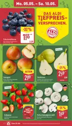 Gazetka promocyjna Aldi Nord - Von Montag - Gazetka - ważna od 10.05 do 10.05.2025 - strona 2 - produkty: aldi, beere, beeren, beutel, Birnen, champignon, champignons, eis, erdbeere, erdbeeren, heidelbeere, heidelbeeren, reis, Schal, Schale, tafeläpfel, tafelbirnen, Ti, ZTE
