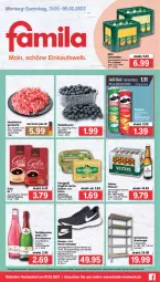 Gazetka promocyjna Famila - Prospekte - Gazetka - ważna od 05.02 do 05.02.2022 - strona 1 - produkty: angebot, angebote, Becher, beere, beeren, butter, deit, ecco, Eckregal, eis, flasche, fleisch, frucht, fruchtsecco, gin, hackfleisch, hackfleisch gemischt, heidelbeere, heidelbeeren, herren-sneaker, Holz, irische butter, kerrygold, limo, limonade, limonaden, pils, pilsener, pringles, regal, reis, Ria, rind, ring, rotkäppchen, rwe, Schal, Schale, schwein, schwein und rind, sekt, sneaker, steckregal, Ti, veltins, veltins pilsener, wein