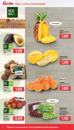 Gazetka promocyjna Famila - Prospekte - Gazetka - ważna od 05.02 do 05.02.2022 - strona 2 - produkty: ananas, avocado, avocados, beutel, bio, eis, honig, honigmelone, honigmelonen, kiwi, melone, melonen, orange, orangen, Schal, Schale, Speisezwiebeln, sweet ananas, tafeltrauben, Ti, trauben, zwiebel, zwiebeln