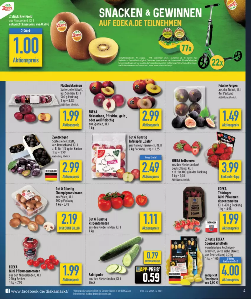 Aktueller Prospekt Diska - von 12.08 bis 17.08.2024 - strona 4 - produkty: aktionspreis, Becher, beere, beeren, braun, champignon, champignons, champignons braun, deka, discount, eis, erdbeere, erdbeeren, Feigen, fleisch, gurke, kartoffel, kartoffeln, Nektar, nektarinen, nuss, pfirsich, pfirsiche, pflaume, pflaumen, reis, ring, rispentomaten, salat, Salatgurke, Schal, speisekartoffeln, Ti, tomate, tomaten