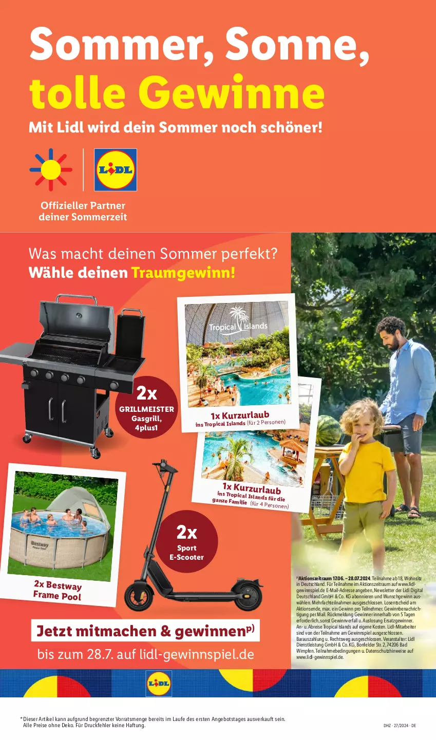 Aktueller Prospekt Lidl - Aktionsprospekt - von 01.07 bis 06.07.2024 - strona 59 - produkty: angebot, Bad, bestway, Brei, eis, gasgrill, gewinnspiel, grill, LG, mac, Meister, pool, reis, scooter, Sport, Ti, ZTE