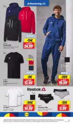 Gazetka promocyjna Lidl - Aktionsprospekt - Gazetka - ważna od 06.07 do 06.07.2024 - strona 37 - produkty: Adidas, angebot, Bau, baumwolle, coupon, eis, hose, Persona, Reebok, reine baumwolle, reis, shirt, shirts, slip, slips, T-Shirt, Ti, Trainingshose, wolle